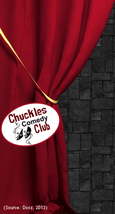 Left Curtain with Chucles Comedy Logo