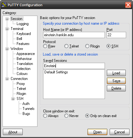 Accessing UNIX server using PuTTY (SSH)